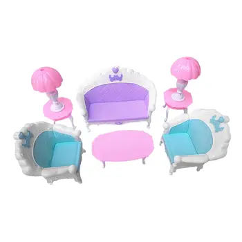 Набор от кукольной мебели, на миниатюрна имитация на ролева игра, кукла къща, хол, малък диван и маса за декор куклена къща със собствените си ръце 0