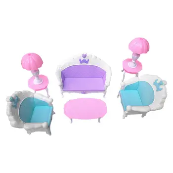 Набор от кукольной мебели, на миниатюрна имитация на ролева игра, кукла къща, хол, малък диван и маса за декор куклена къща със собствените си ръце 2