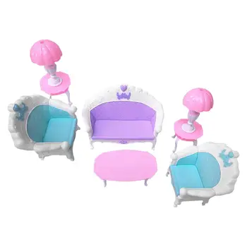 Набор от кукольной мебели, на миниатюрна имитация на ролева игра, кукла къща, хол, малък диван и маса за декор куклена къща със собствените си ръце 3