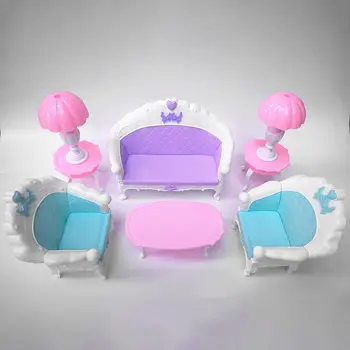 Набор от кукольной мебели, на миниатюрна имитация на ролева игра, кукла къща, хол, малък диван и маса за декор куклена къща със собствените си ръце 4