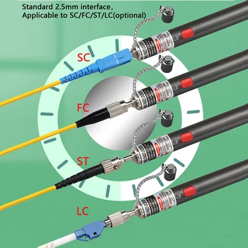 FTTH Висококачествен Визуален Дефектоскоп за тестване на Оптичен кабел Инструмент 5/10/20/30/50 Mw VFL 2,5 ММ (SC/FC/ST) Интерфейс 2