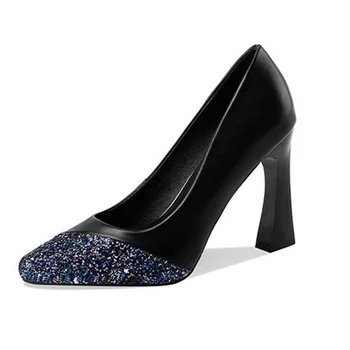Cresfimix / дамски модни висококачествени пролет-лято пикантни вечерни черни обувки от естествена кожа на висок ток за парти в нощен клуб a346