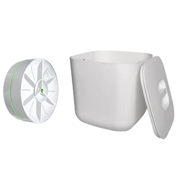 Портативна мини пералня USB с въртяща се турбина Миялна машина за чорапи, бельо, миене на съдове за пътуване у дома Бяла