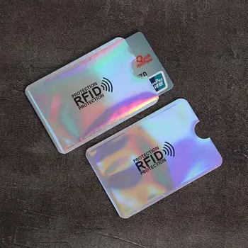 10 бр. Държач за карти от алуминиево фолио със защита от RFID заключване NFC, считывающий заключване, заключване на NFC, Сребърен противоугонный калъф за самоличност на Жена/Мъж