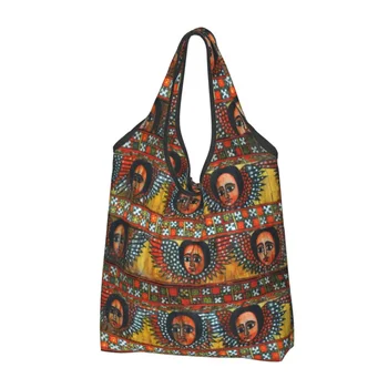 Изработена по поръчка Эфиопская Пазарска чанта Habesha Art, женски Преносими чанта за покупки от продуктовата чанта с голям капацитет