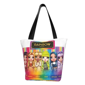 Изработена по поръчка Холщовая чанта за пазаруване с високи герои, женствена Чанта за преработка на продукти от аниме-карикатура, чанти за пазаруване в лотария