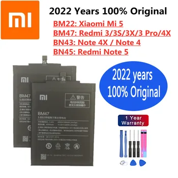 Оригинална батерия на Xiaomi 2022 За телефони Xiaomi Mi 5 Redmi 3/3 S/3X/3 Pro/4X Redmi Note 5 / 4X/ 4 Note5 Note4x
