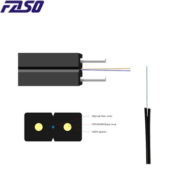 SC/APC SM G657A1 Simplex Fiber Drop Кабел Вътрешен Оптичен Пач Кабел, Оптичен Кабел от Стоманена Тел Черна Обвивка LSZH 1