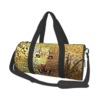 Пътни чанти Леопард Територия, мъжка чанта за фитнес, Цилиндрична чанта през рамо, Дамски Голяма пътна чанта, чанта за багаж, чанта за фитнес.