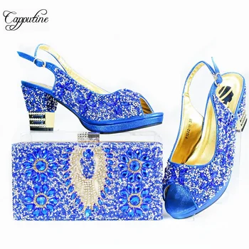 Комплект дамски обувки и чанти на Праскова с камъни, луксозни летни сандали в африканския стил, съчетани с чанта-лодка, женски сандали-клатчем GL33 1