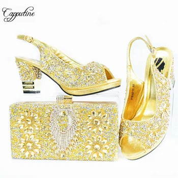 Комплект дамски обувки и чанти на Праскова с камъни, луксозни летни сандали в африканския стил, съчетани с чанта-лодка, женски сандали-клатчем GL33 2