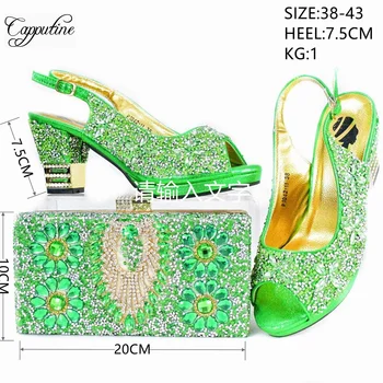 Комплект дамски обувки и чанти на Праскова с камъни, луксозни летни сандали в африканския стил, съчетани с чанта-лодка, женски сандали-клатчем GL33 5