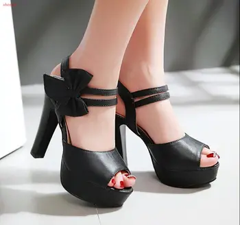 Нови модни дамски летни сандали, нови обувки на висок ток с рибено пръсти, чубрица груби обувки с лък водоустойчива платформа, римски дамски обувки