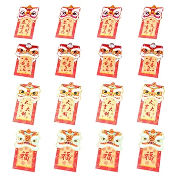 Китайски Червен Плик от 16 части празника на Нова Година Пликове с пари на късмет Цветни Пликове 8,9X18,3 см 0