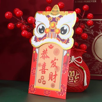Китайски Червен Плик от 16 части празника на Нова Година Пликове с пари на късмет Цветни Пликове 8,9X18,3 см 1