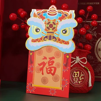 Китайски Червен Плик от 16 части празника на Нова Година Пликове с пари на късмет Цветни Пликове 8,9X18,3 см 3