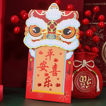 Китайски Червен Плик от 16 части празника на Нова Година Пликове с пари на късмет Цветни Пликове 8,9X18,3 см 4