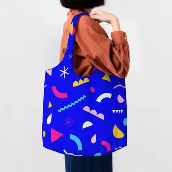 Синя чанта за пазаруване с конфети, дамски холщовая чанта през рамо, здрава градинска картина, чанти за пазаруване Eldridge Grocery