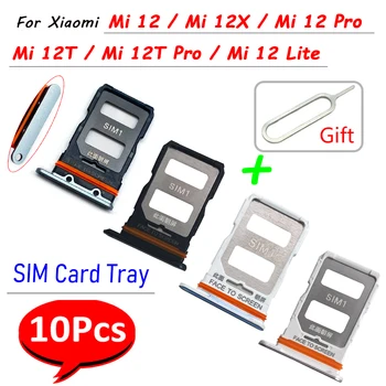 10шт., Оригиналния Държач за SIM-карти Micro-Nano, тава, слот за чип, титуляр кутия, Гнездо за адаптер за Xiaomi Mi 12 Lite 12T Pro 12X + Егн
