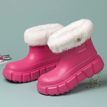 Зимни дамски зимни ботуши, топло плюшен ежедневни обувки, нескользящая къса тръба, модни ботильоны, градинска водоустойчив обувки, дамски 35-40 0
