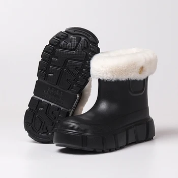 Зимни дамски зимни ботуши, топло плюшен ежедневни обувки, нескользящая къса тръба, модни ботильоны, градинска водоустойчив обувки, дамски 35-40 1