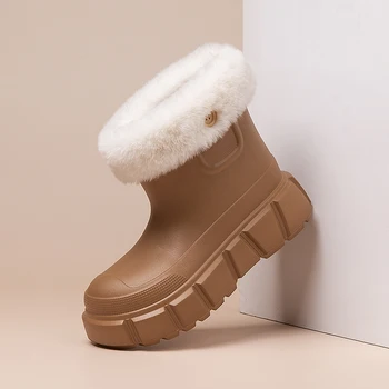 Зимни дамски зимни ботуши, топло плюшен ежедневни обувки, нескользящая къса тръба, модни ботильоны, градинска водоустойчив обувки, дамски 35-40 3