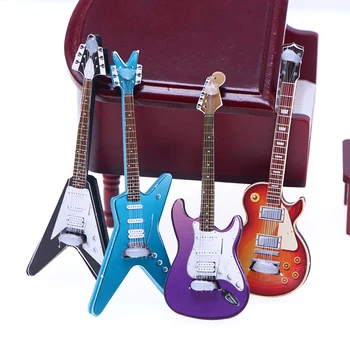 1бр Куклена Къща Мини Моделиране на електрически китари Популярната Guitar Миниатюрен Куклена Къща Сцена Подпори Модел Аксесоари