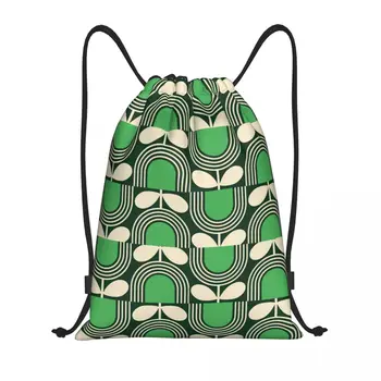 Изработена по Поръчка чанта от съвсем малък с цветя модел от зелен блок за жени и мъже, лека раница за съхранение в спортното зала на Orla Kiely
