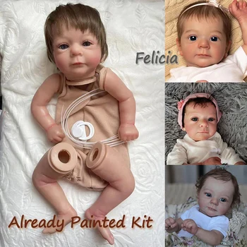 комплект кукли Felicia Reborn 48 см, популярна 3D книжка за оцветяване Sweet Face с множество видими вени, непълни детайли кукла с коса в корените