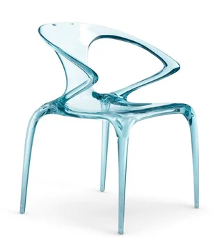 Италиански минималистичен Акрилен Прозрачен стол за Хранене под формата на подлакътник за почивка на вила, B & B в хола
