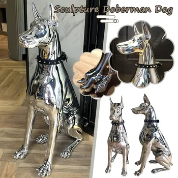 Скулптура за дома, кучето е Доберман, произведения на изкуството, статуи на животни, малки размери, баня с фигурки