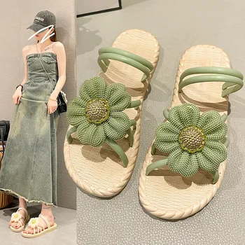 2024 Нови Стръмни Чехли, Дамски Лятна Връхни дрехи В Римски Стил, Червени обувки От Окото на Материала, Корейската Мода Instagram, Модерни Чехли