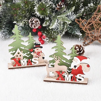 1 комплект, Дядо Коледа, Снежен човек, Лосове, Дървени занаяти, Украса за Коледното парти, нова година Коледни подаръци, Стоки за декорация на дома