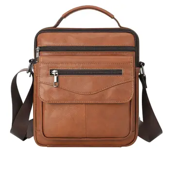 Мъжка чанта от естествена кожа, мъжки чанти през рамо, мъжка чанта през рамо от телешка кожа на първия слой, мъжки ежедневни чанта през рамо
