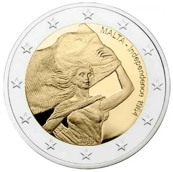 Малта 2014 50-годишнината от възстановяване на националния суверенитет Биметаллическая Възпоменателна монета номинална стойност от 2 евро UNC