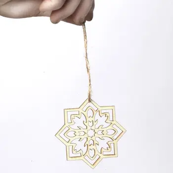 1 Комплект Дървени висулки Eid САМ Мюсюлмански фестивал Eid Mubarak Снежинка от естествено дърво