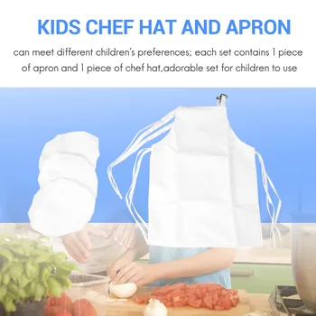Комплект детска престилка и шапка за готвач от 6 предмети, регулируем детски кухненска престилка за готвене и боядисване