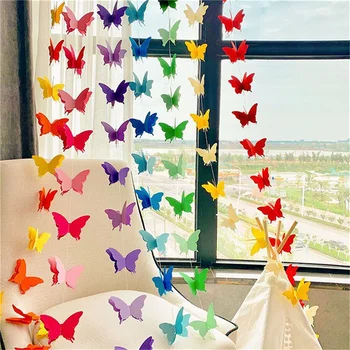 2m 3D Хартиен банер с пеперуда, Венец, банер за парти по случай рожден Ден, бебе Душ, Постепенно мастило завеса, сватбена украса за момичета