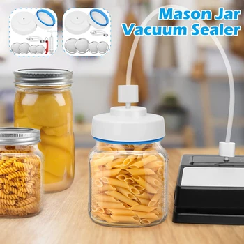 Набор от вакуумни пакетиране Mason Jar Преносима машина за вакуумно затваряне на Mason Jar, устройство за затваряне на буркани за консервиране на хранителни продукти с ръчна помпа за въздух