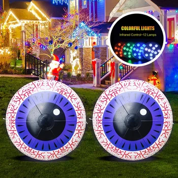Надуваем балон за очната ябълка с 16 цветни 4 режима на осветление, балон от фолио във формата на паяк, подпори за ужасите за Хелоуин, аксесоари за партита