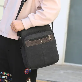 Мъжки ежедневни модни холщовая чанта 2021, мъжка чанта, ретро чанта през рамо, малка модна мъжка бизнес чанта-месинджър, чанти през рамо 1
