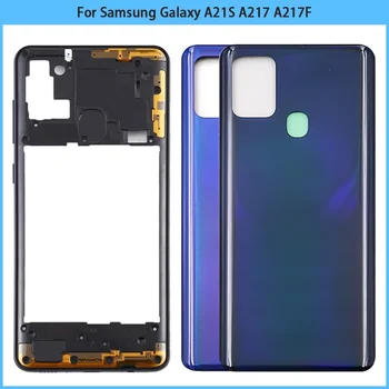 Новост За Samsung Galaxy A21S A217 A217F A217N Средната Рамка Пластмасова Рамка A21S Задния Капак на Отделението за батерията Задната Врата Корпус Замени