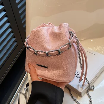 Модни дамски мини-чанти-кофи, Луксозни дизайнерски чанти през рамо, розови чанти-незабавни посланици, Дамски чанти през рамо верига, портмонета и чанти