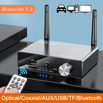 КПР 6 В 1 Bluetooth 5.3 Приемник Предавател и Оптичен Коаксиален AUX вход RCA USB TF Безжичен Аудиоадаптер Цифроаналоговый Конвертор 0