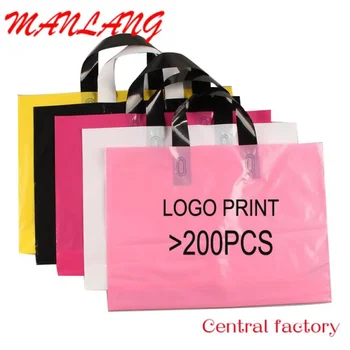 Рекламни печат на лого с размер 30 * 40 см, с дръжка, пластмасов чанта за пазаруване за поръчка 0