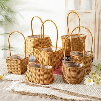 2023 Плетени кошници от Ракита или бамбук кошница за цветя Чанта за съхранение на Сватбена Кошница Декоративна кошница за момичета цвете в домашната кухня