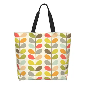 Забавна чанта-тоут за покупки на Orla Kiely от рециклирани скандинавските цветове, холщовая чанта за пазаруване на няколко стъбла, Наплечная чанта за пазаруване в магазин бакалейной