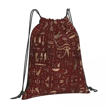 Древните египетски йероглифи, разпечатки на викингите, чанти съвсем малък, Мъжки Женски раница за съхранение, тийнейджърката пътна чанта, мултифункционален джоб 1