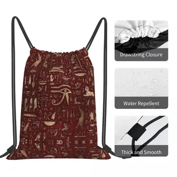 Древните египетски йероглифи, разпечатки на викингите, чанти съвсем малък, Мъжки Женски раница за съхранение, тийнейджърката пътна чанта, мултифункционален джоб 4