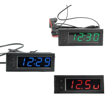 Автомобилни часовници Универсални автомобилни цифрови часовници Дата 3 В 1 с LCD дисплей Електронна температура Сребриста украса